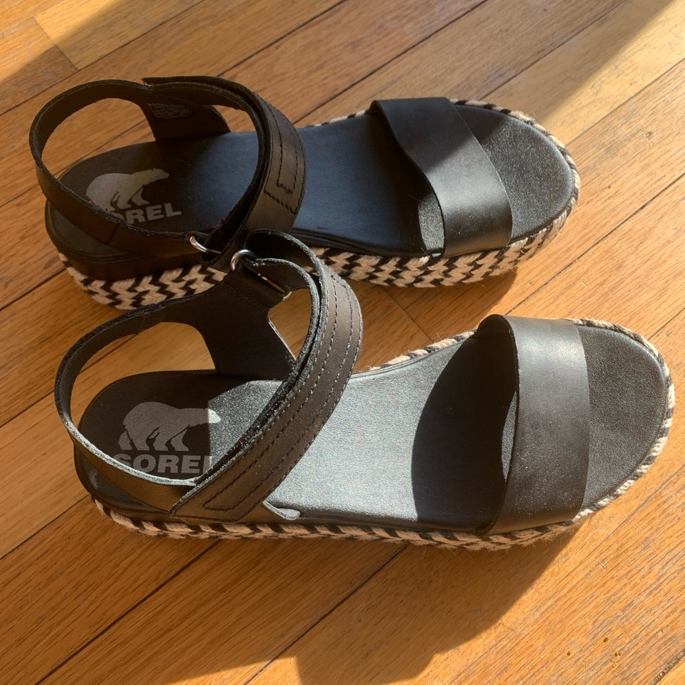 Sorel black platform sandals